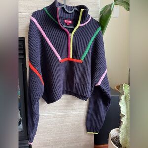 STAUD Hampton Half-zip Cropped Sweater